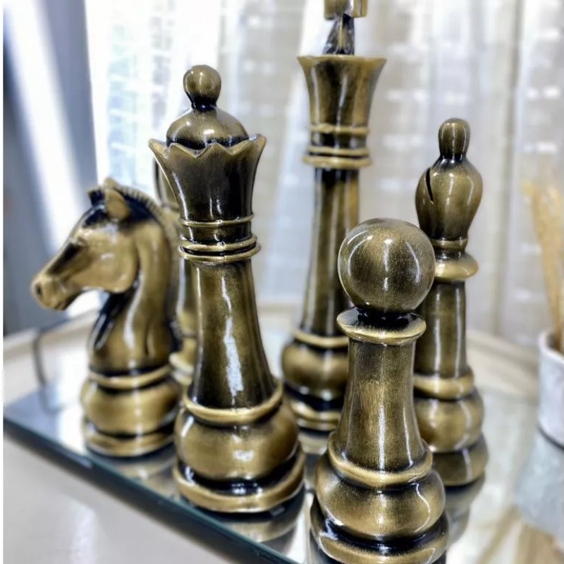 Kit 6 Esculturas Xadrez Luxo