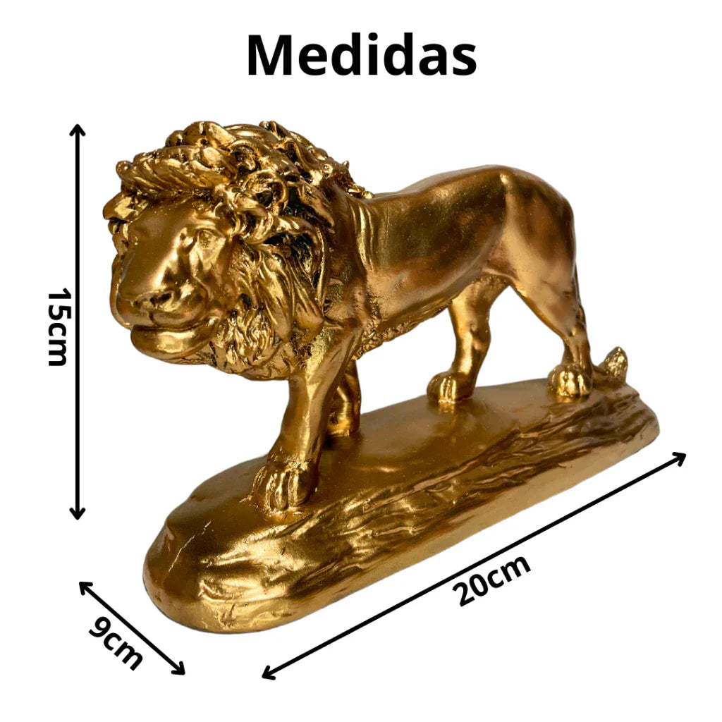Escultura Leão Dourado Luxo