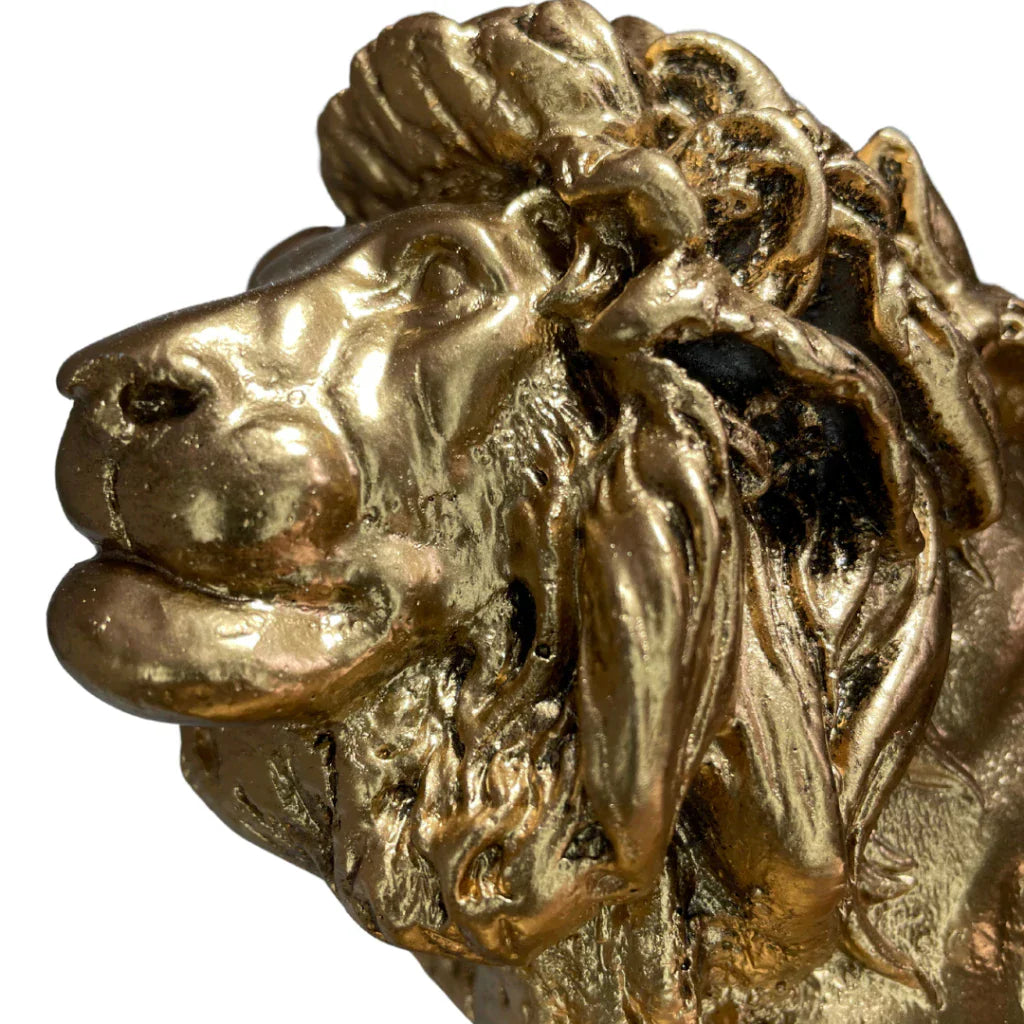 Escultura Leão Dourado Luxo