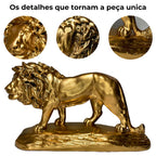 Escultura Leão Dourado Luxo