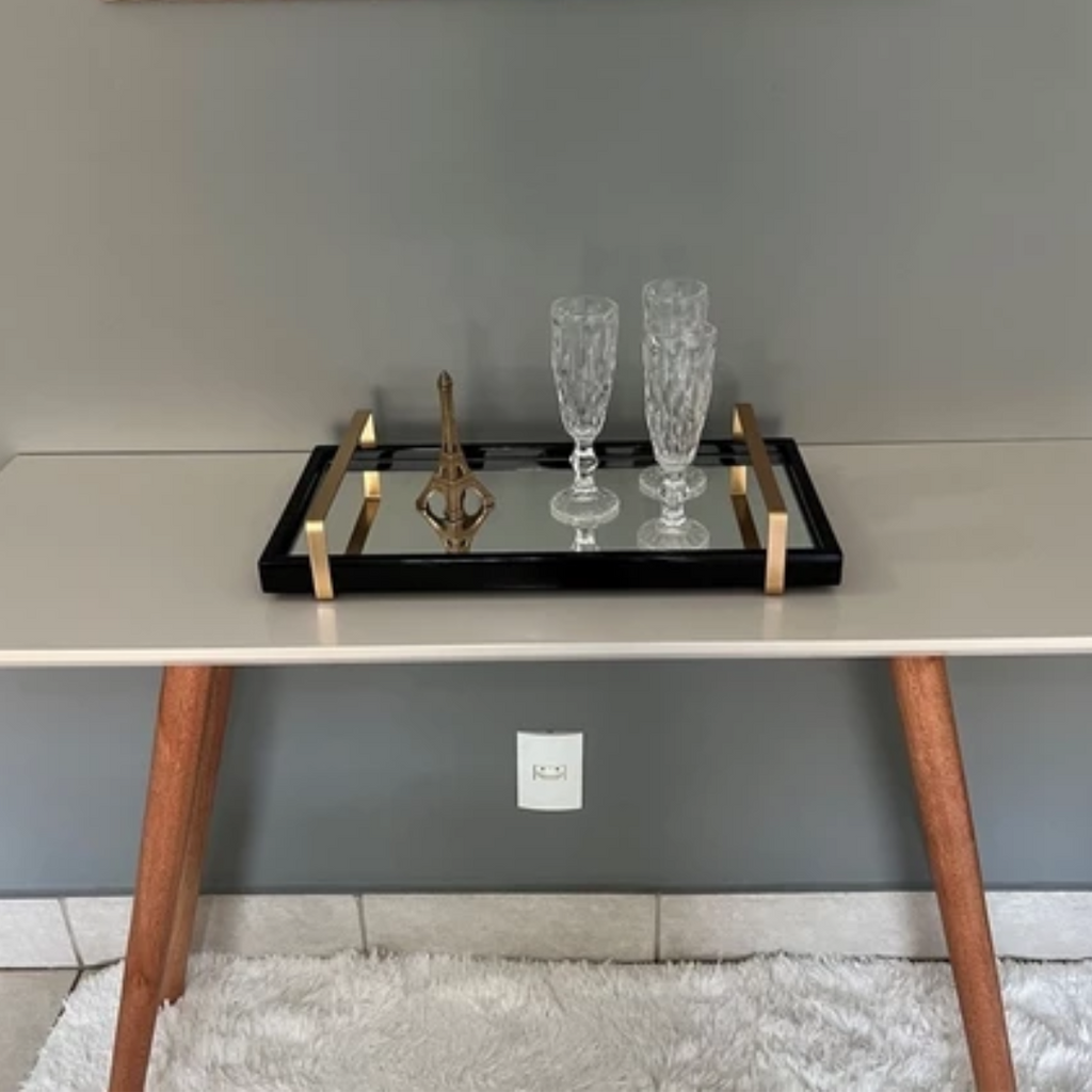 Bandeja Decorativa com Alça Dourada Elegance