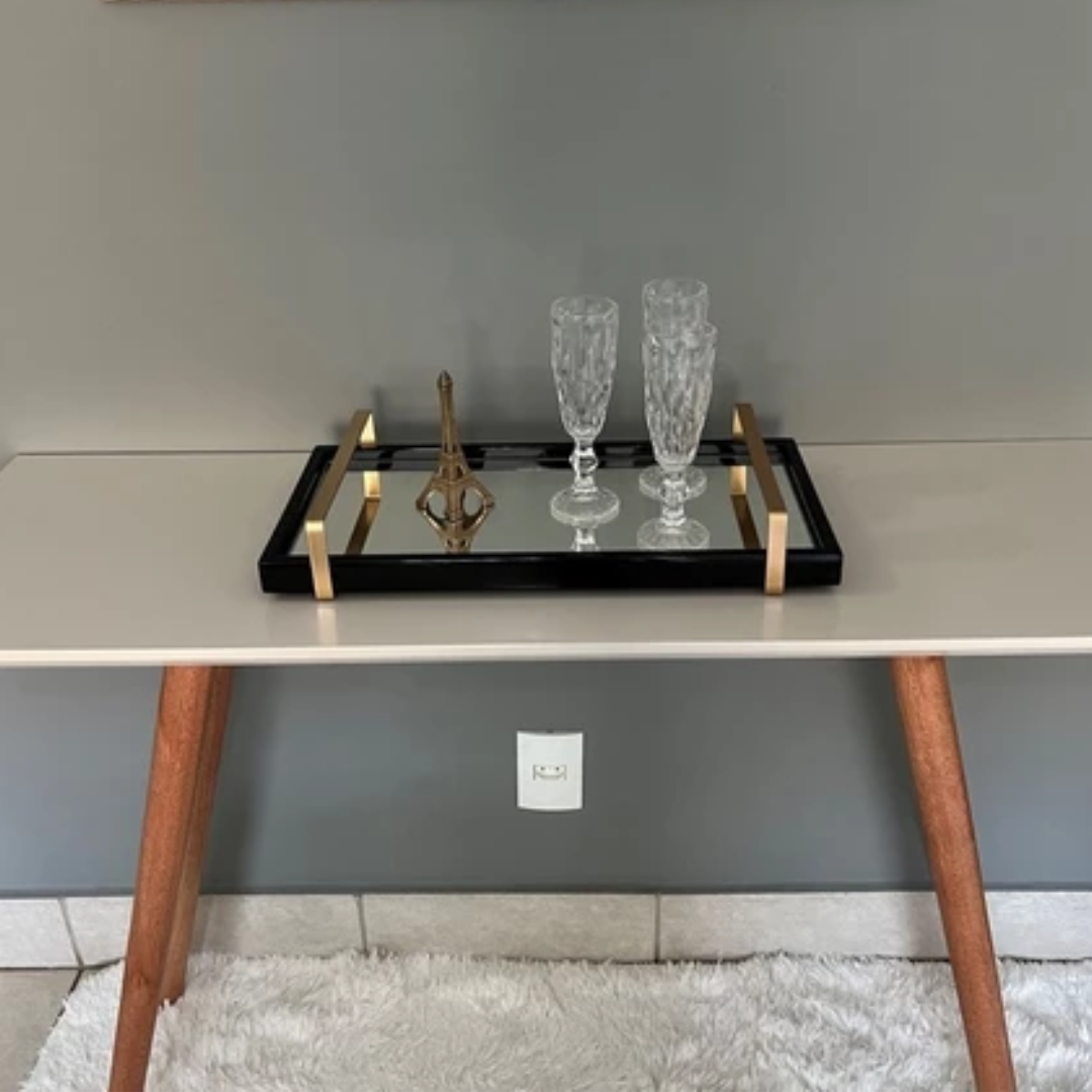 Bandeja Decorativa com Alça Dourada Elegance