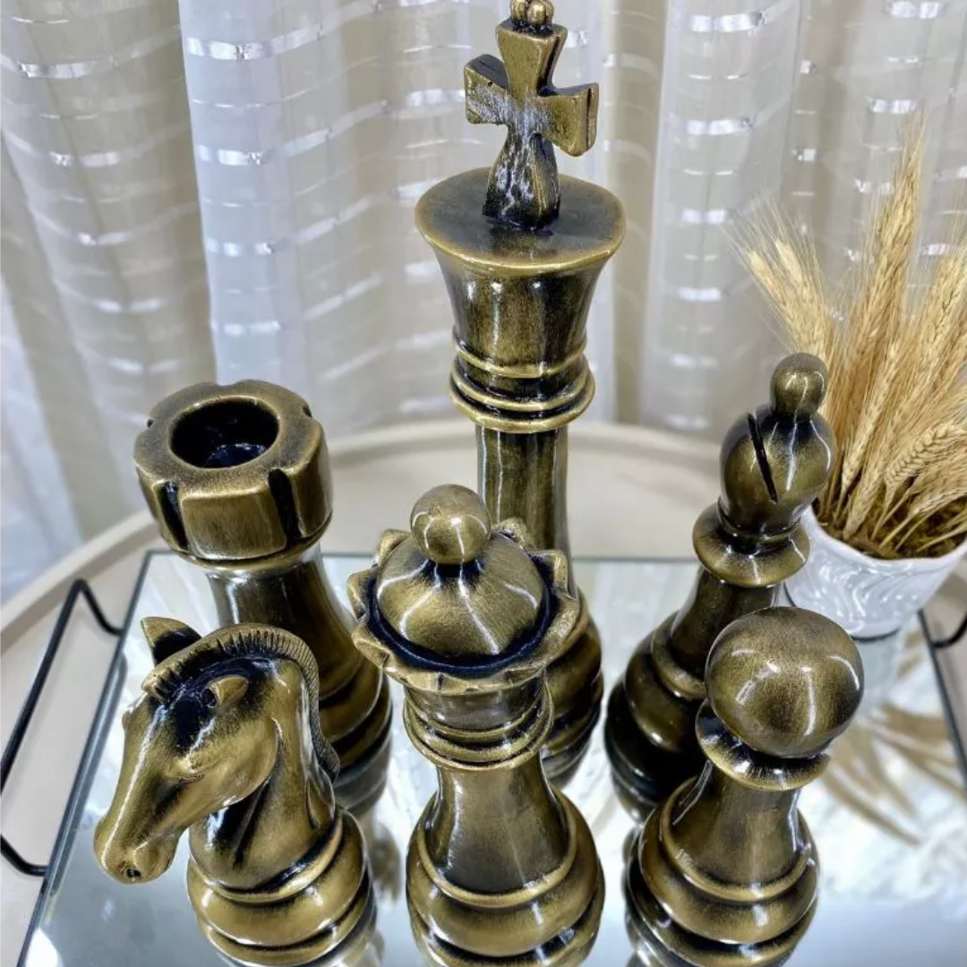 Kit 6 Esculturas Xadrez Luxo