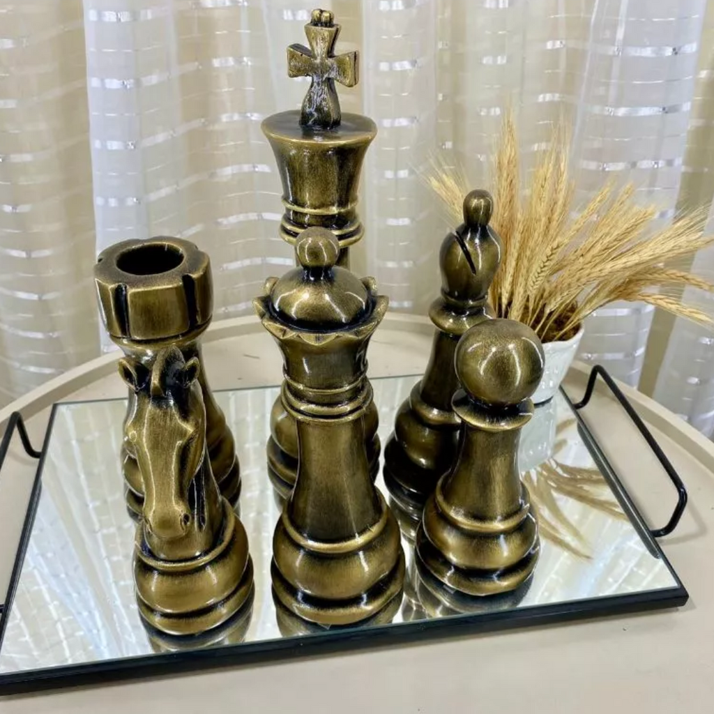 Kit 6 Esculturas Xadrez Luxo