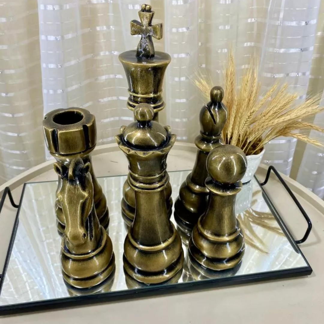Kit 6 Esculturas Xadrez Luxo