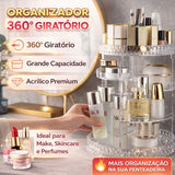 Organizador de Maquiagem Giratório 360° Design Premium para Sua Penteadeira Acrílico Premium com Grande Capacidade | Gira 360° | Ideal para Make. Skincare el Perfumes