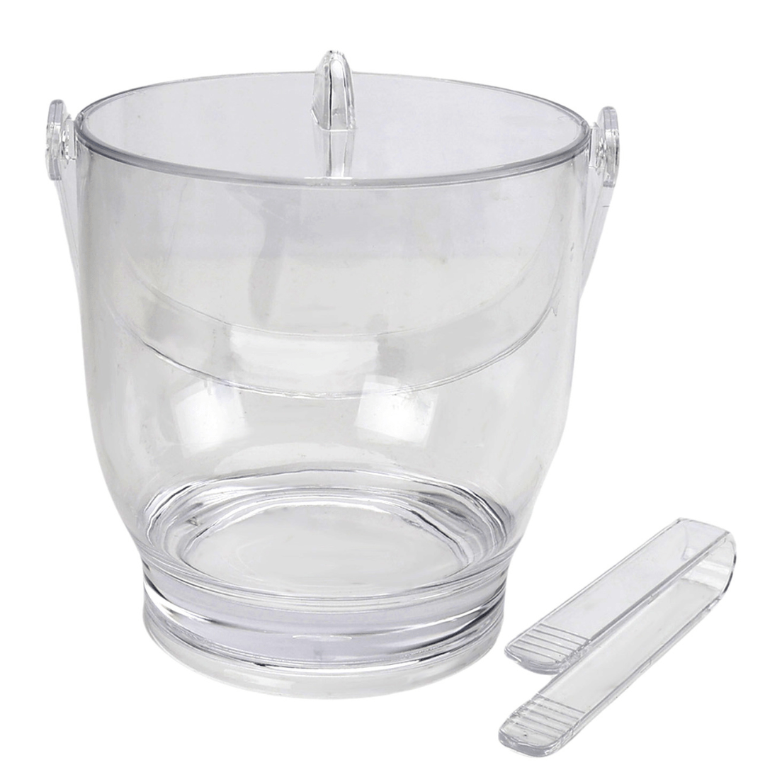 Balde de Gelo Redondo com Pinça e Tampa em Acrílico 19,5cm