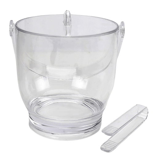 Balde de Gelo Redondo com Pinça e Tampa em Acrílico 19,5cm