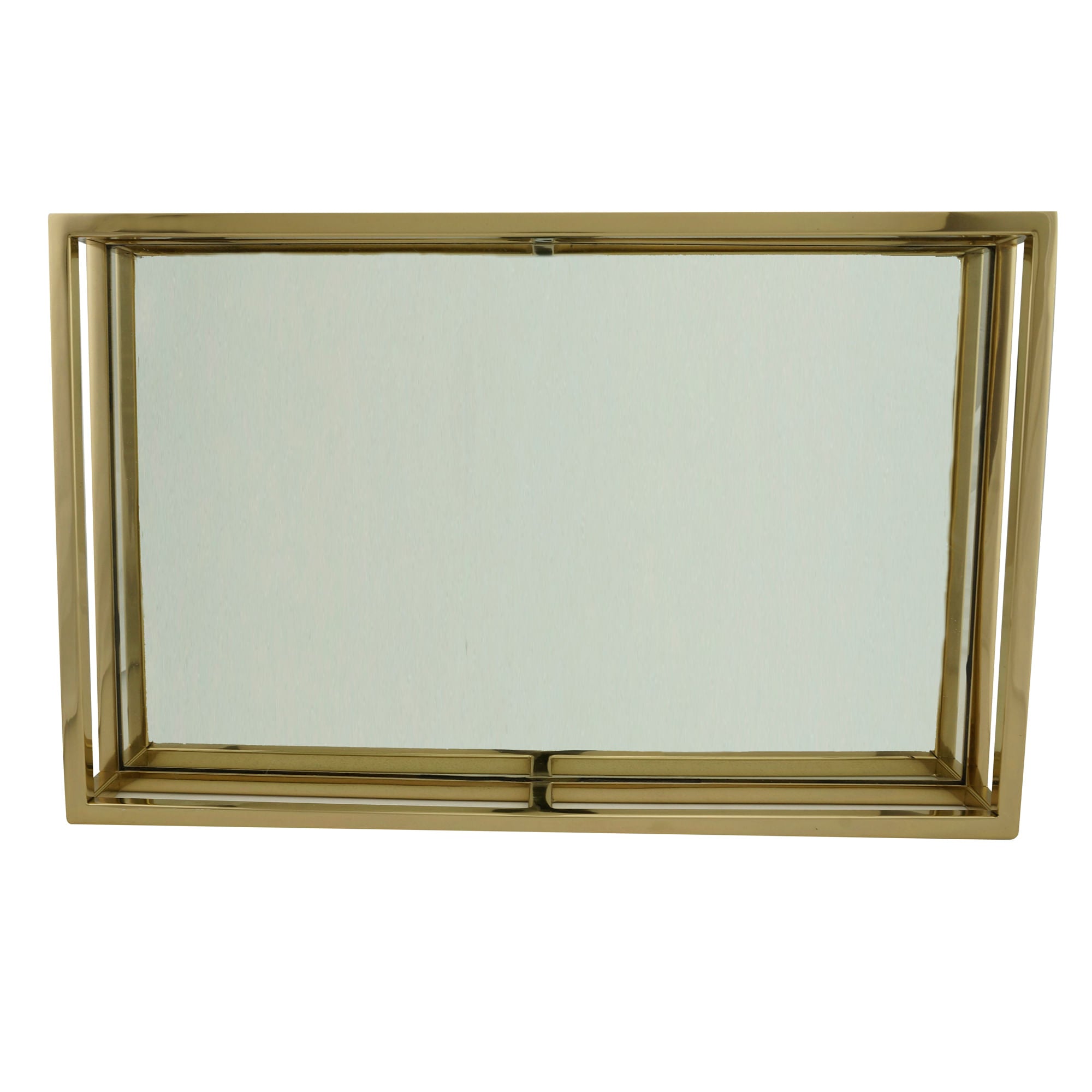 Bandeja Espelhada Aço Inox Dourado 41cm x 26cm x 5cm