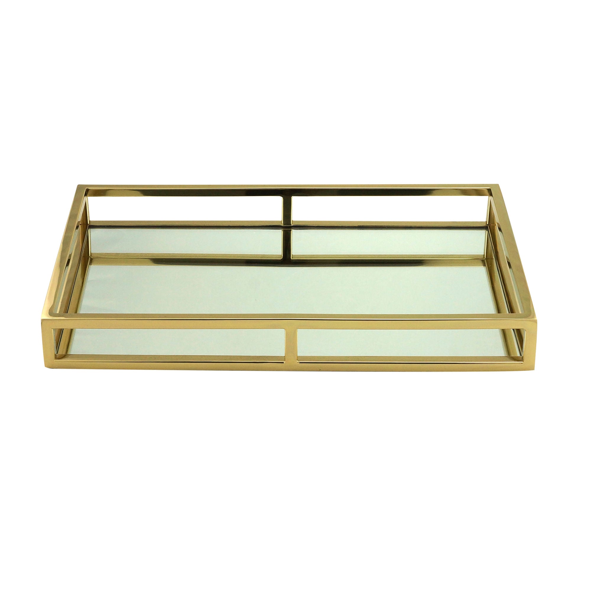 Bandeja Espelhada Aço Inox Dourado 41cm x 26cm x 5cm