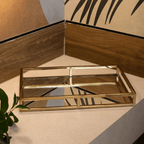 Bandeja Espelhada Aço Inox Dourado 41cm x 26cm x 5cm