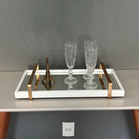 Bandeja Decorativa com Alça Dourada Elegance
