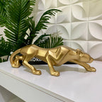 Escultura Pantera Dourada Decorativa