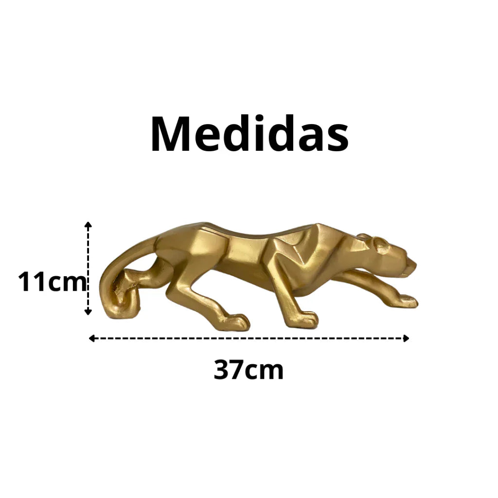 Escultura Pantera Dourada Decorativa