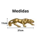 Escultura Pantera Dourada Decorativa