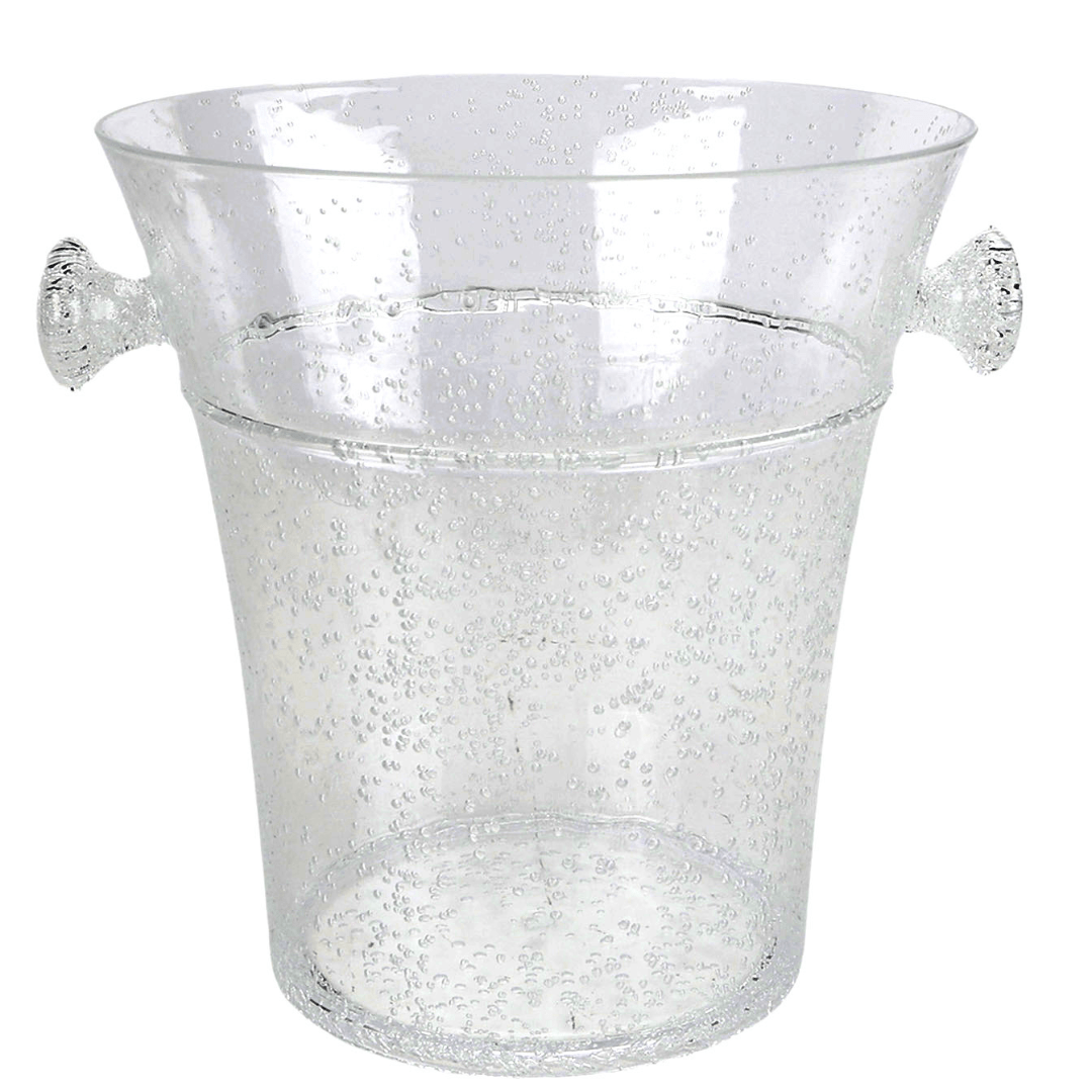 Champanheira Redonda Acrílico Detalhes em Bolhas Transparente