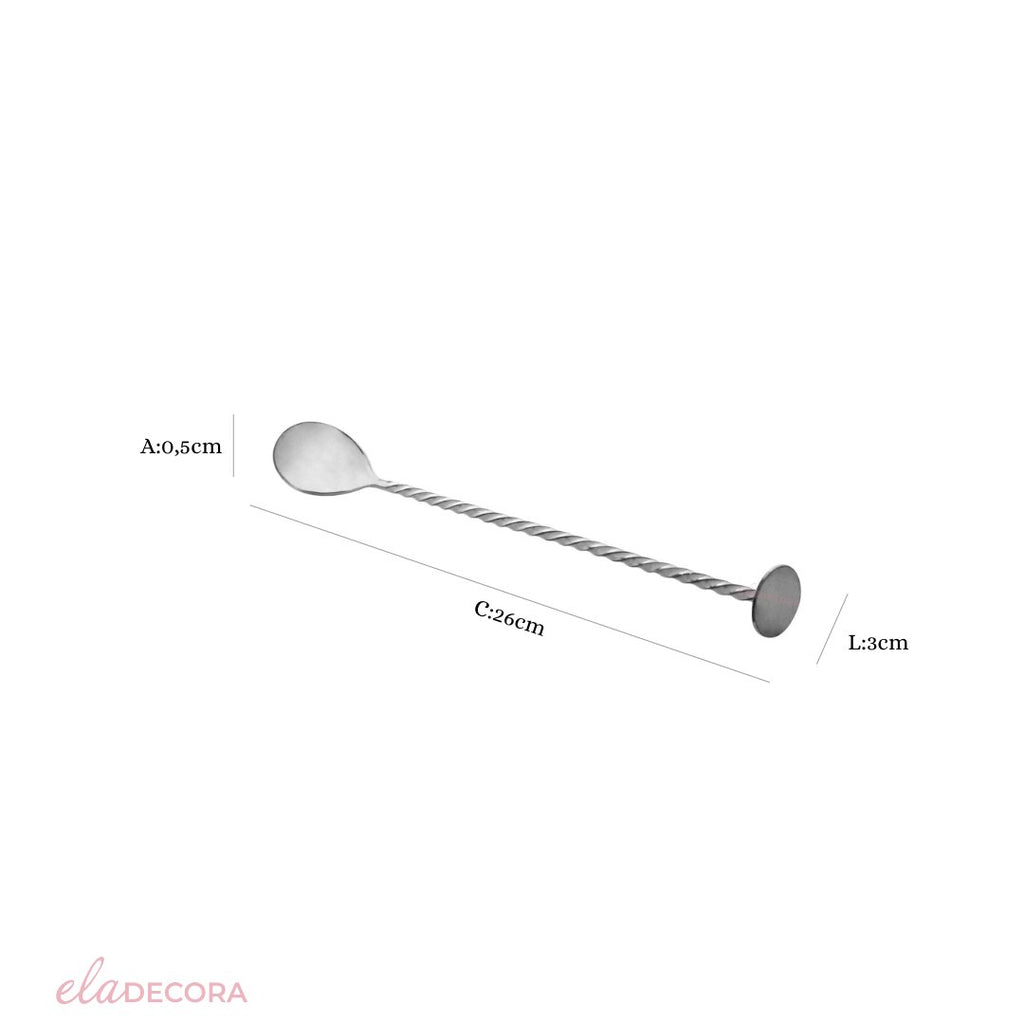 Colher Bailarina de Aço Inox Tress Prateada 26cm