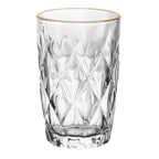 Jogo 6 Copos Altos de Vidro Diamond Fio de Ouro 390ml