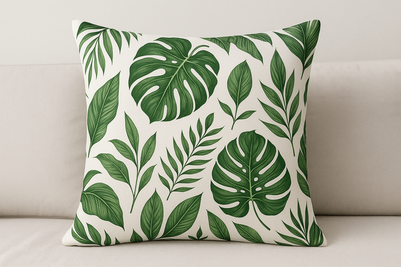 Fronha Avulsa Folhagem Tropical Verde - 50x70cm