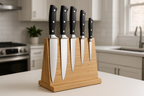 Jogo 5 Facas Profissionais com Suporte Magnético Bambu