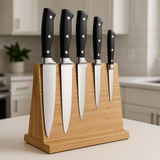 Jogo 5 Facas Profissionais com Suporte Magnético Bambu