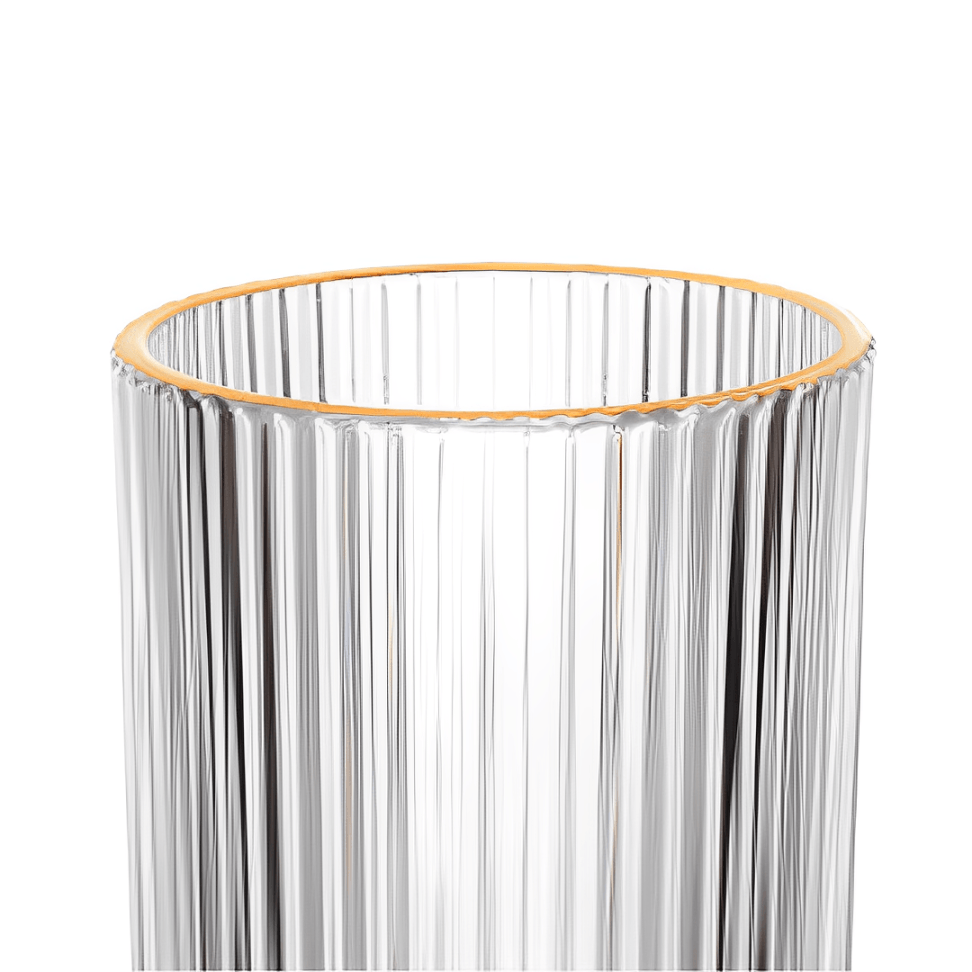 Jogo 6 Copos Altos Long Drink com Borda Dourada Graffiato 420ml