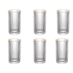Jogo 6 Copos Altos Long Drink com Borda Dourada Graffiato 420ml
