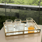 Bandeja Espelhada Aço Inox Dourado 41cm x 26cm x 5cm