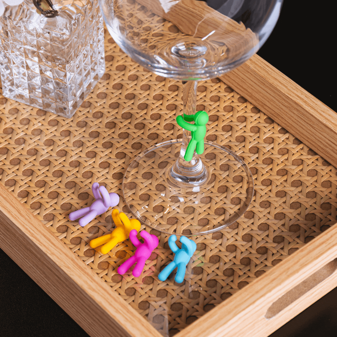 Jogo 6 Marcadores para Taças Bonecos Sortidos Silicone