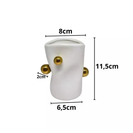 Cachepot Porcelana com Esferas Douradas