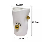 Cachepot Porcelana com Esferas Douradas