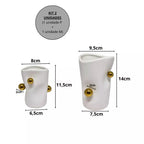 Cachepot Porcelana com Esferas Douradas