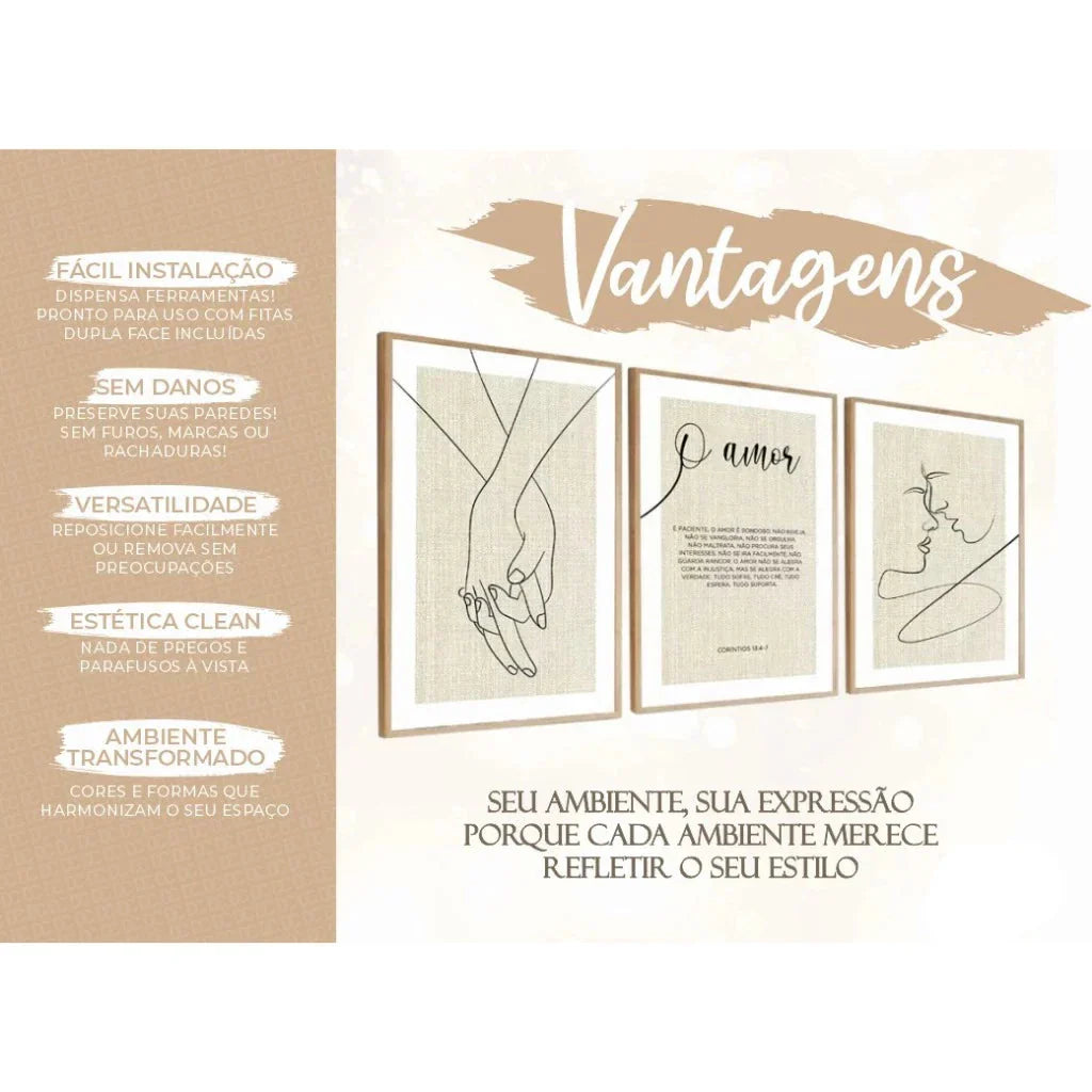 Quadro Grande com Folhas Douradas