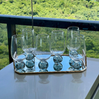 Jogo 6 Taças Base Esfera Fume e Transparente 550ml